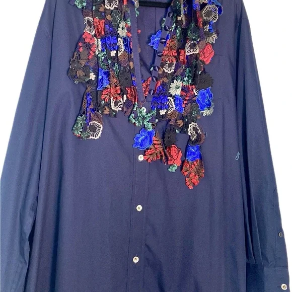 Sacai 3492 fabulous top/tunic/dress blue with unique embroidery, size L - Picture 13 of 15